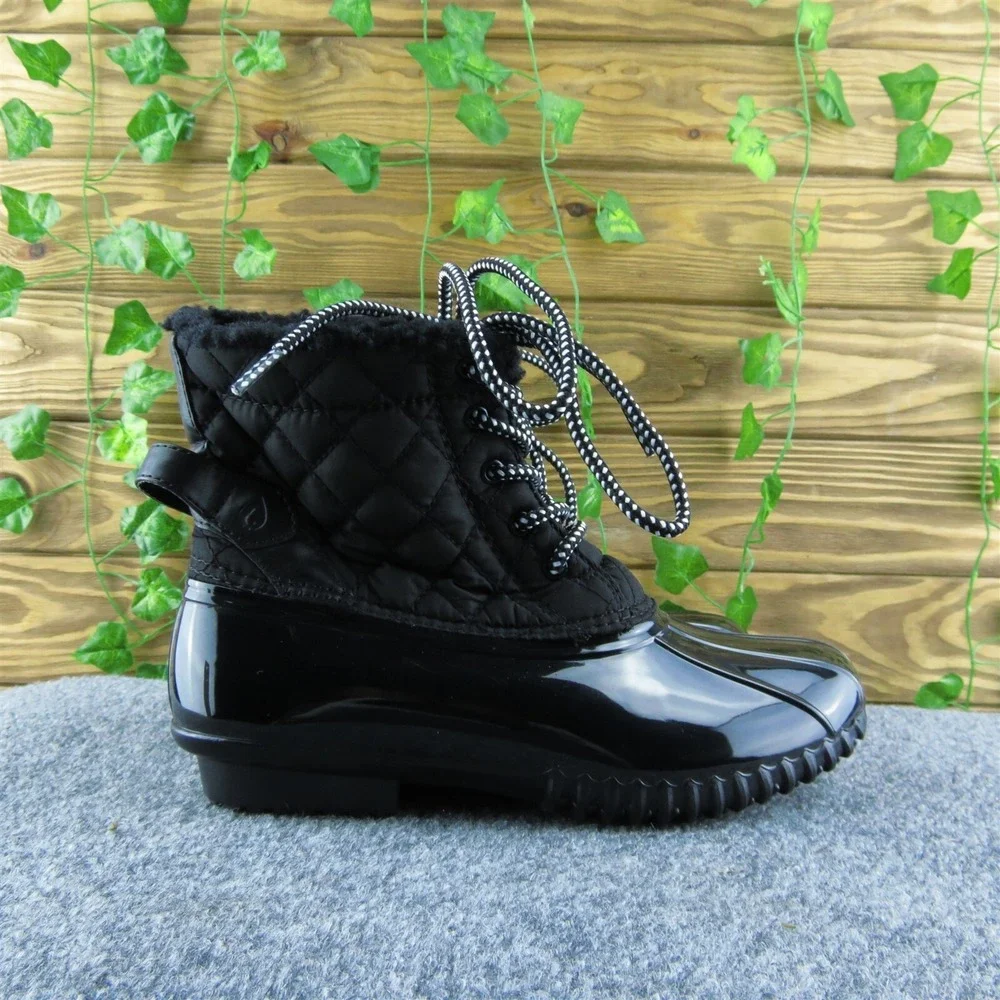 Sporto Andie‎ Women Duck Boots Black Synthetic Lace Up Size 6 Medium